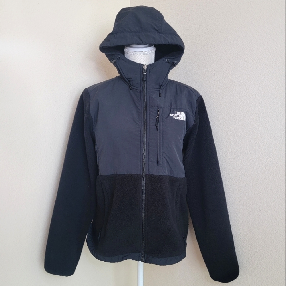 The North Face black denali hooded jacket